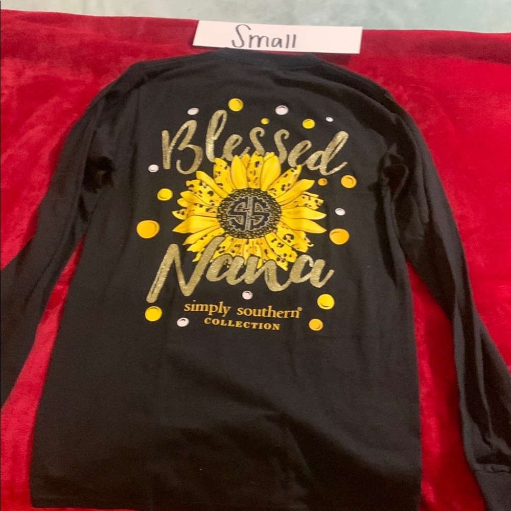 2/$24 Simply Southern Black and Yellow Long Sleeve Tee “Nana”